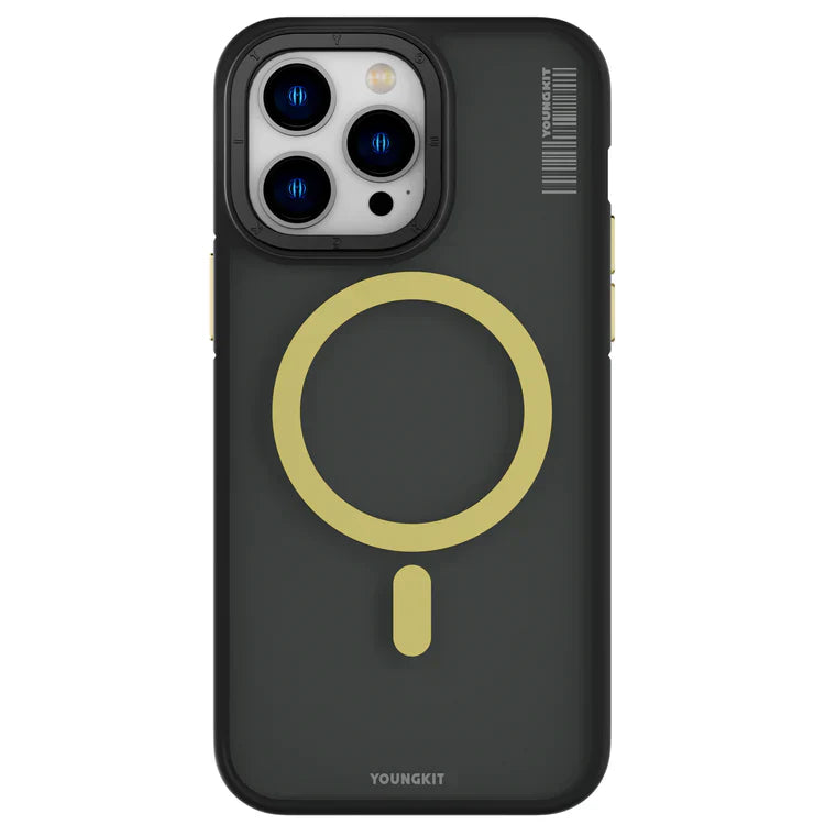iPhone 15 Pro Hülle YOUNGKIT Rock Sand Classy MagSafe Style / Yellow