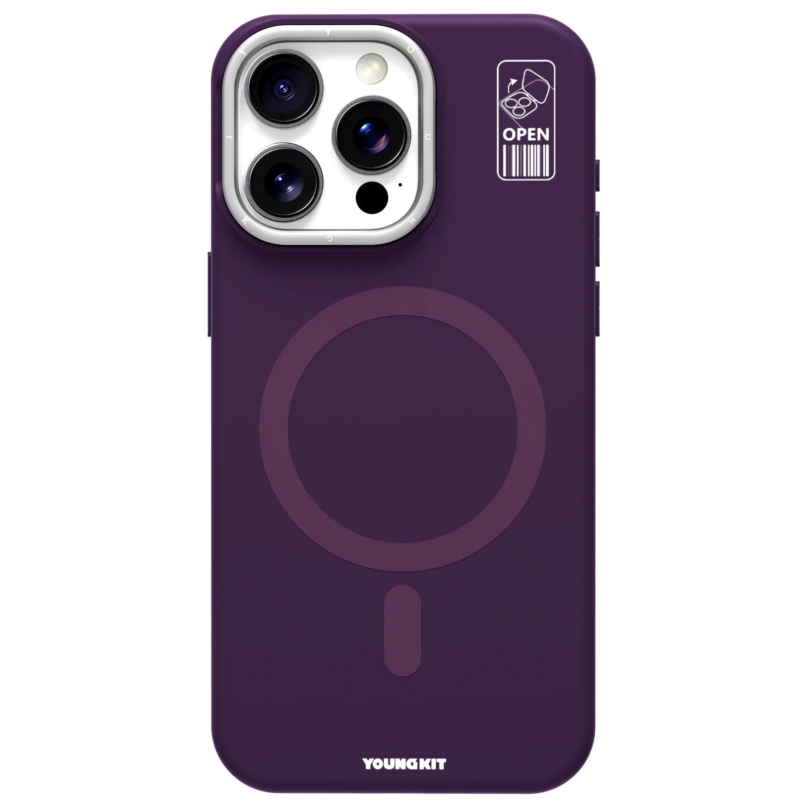 iPhone 14 Pro Hülle YOUNGKIT Cream Silicone Multifunctional Stand MagSafe / Purple