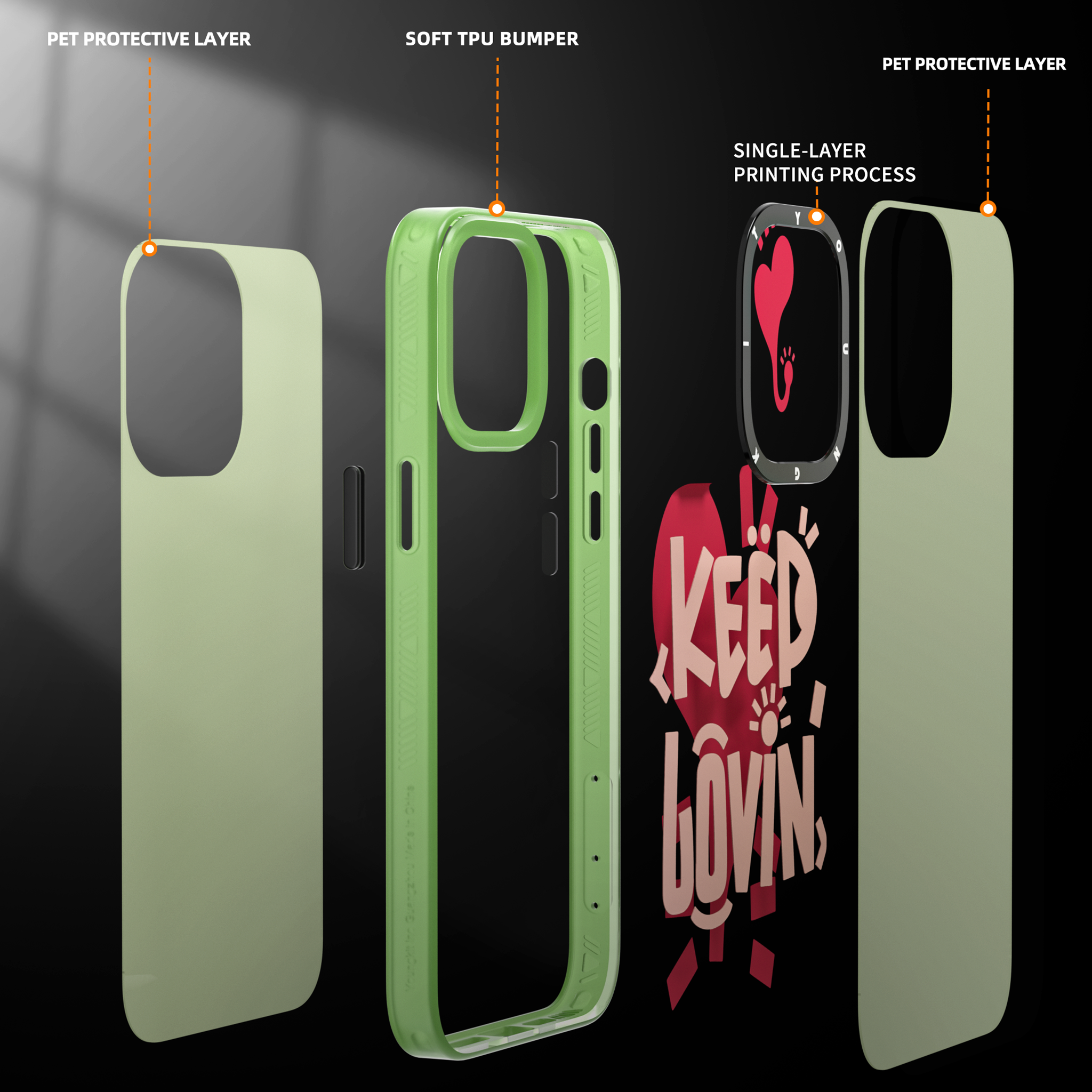 iPhone 13 Case YOUNGKIT Happy Mood Luxury Designer Brand Shockproof Yellow Keep Lovin
