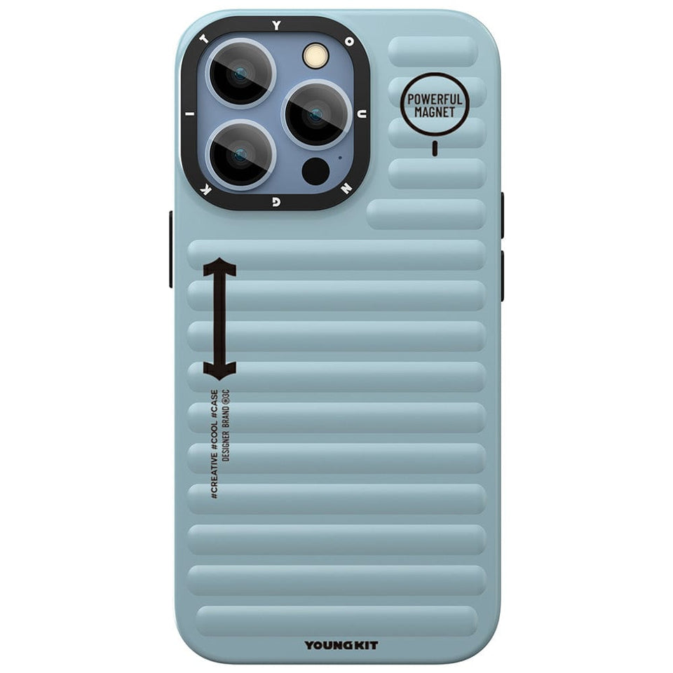 iPhone 13 Pro Hülle YOUNGKIT Plain Luggage MagSafe Luxury Designer Brand - Blue