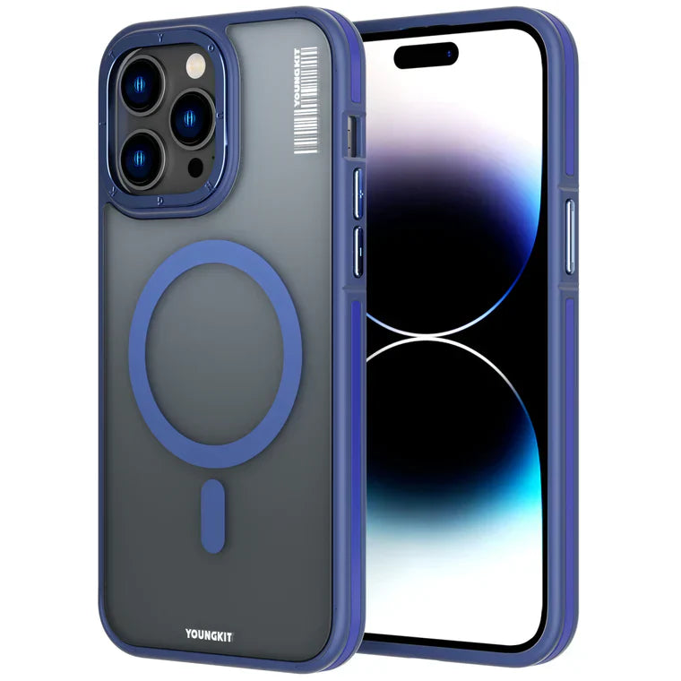 iPhone 14 Hülle YOUNGKIT Rock Sand Classy MagSafe Style / Blue