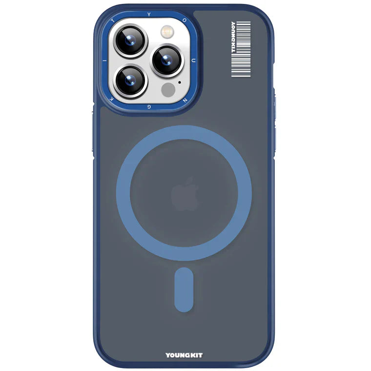 iPhone 15 Pro Hülle YOUNGKIT Rock Sand Classy MagSafe Style / Blue