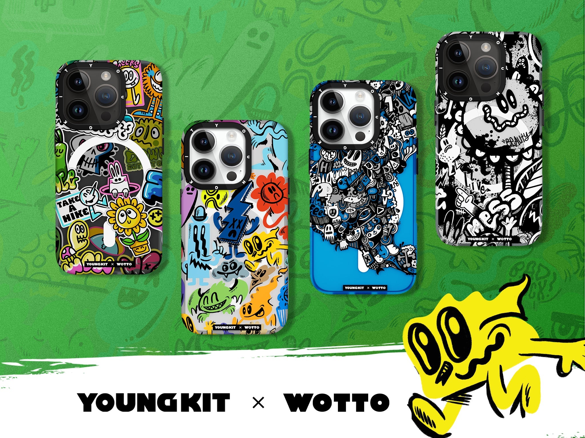 iPhone 13 Pro Max Hülle YOUNGKIT X WOTTO Street Graffiti Magsafe / Blue