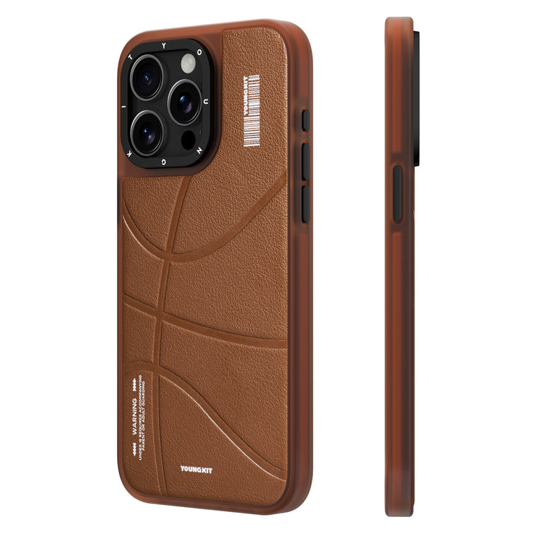 iPhone 15 Pro Max Hülle YOUNGKIT Basketball Case Backboard Leather MagSafe / Brown