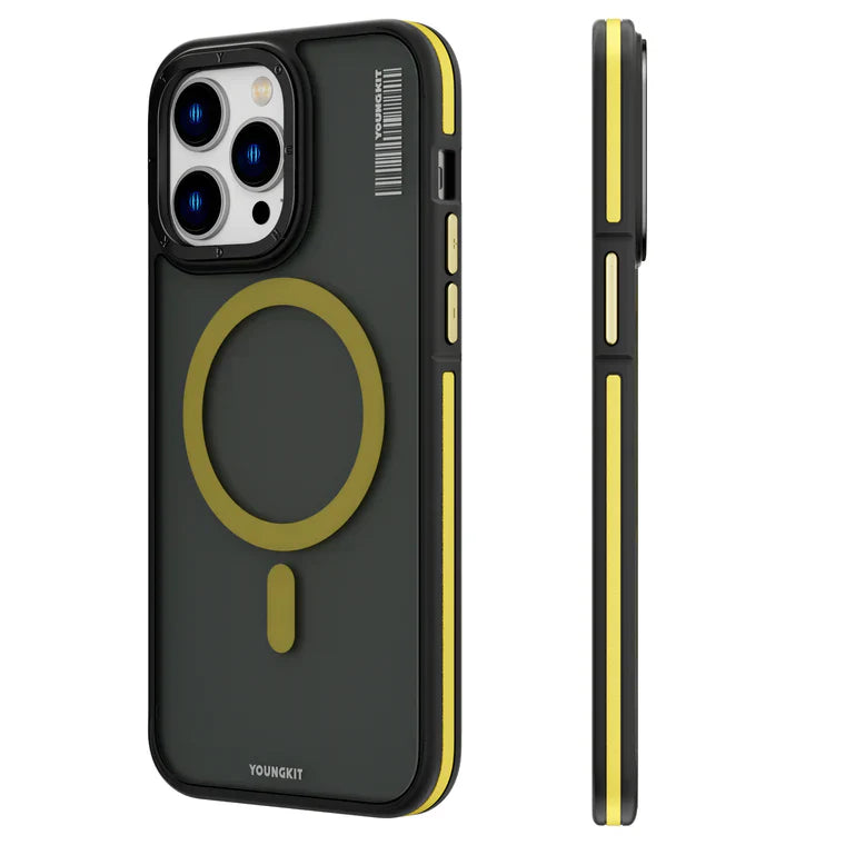 iPhone 15 Pro Hülle YOUNGKIT Rock Sand Classy MagSafe Style / Yellow