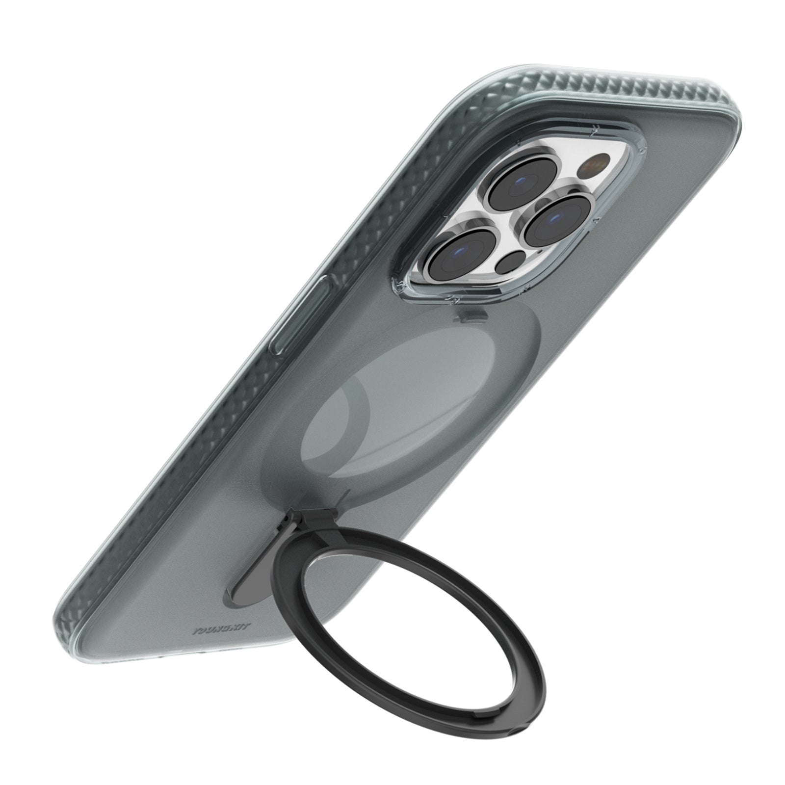 iPhone 13 Hülle YOUNGKIT Rock Frosted Multifunctional Stand MagSafe / Black