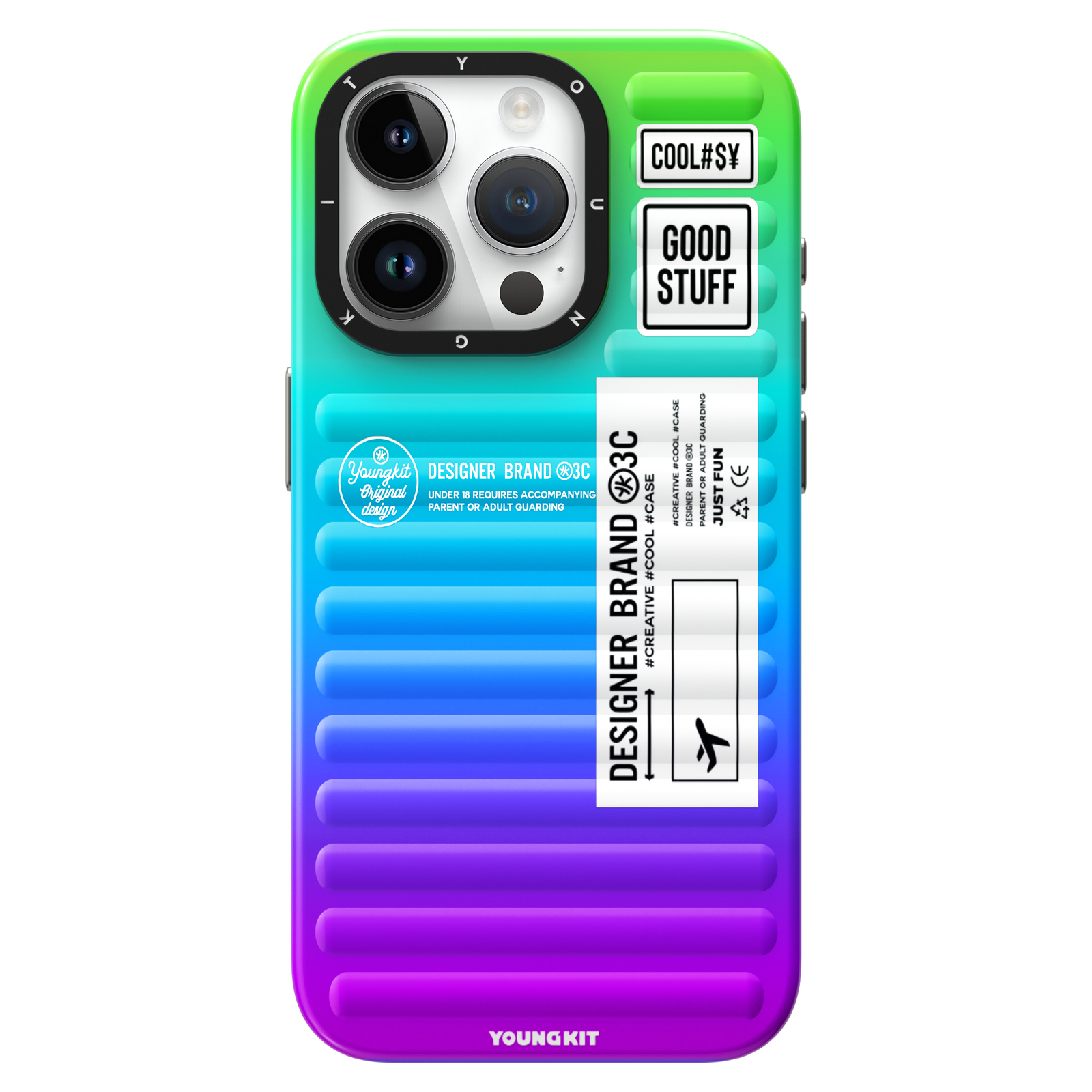iPhone 15 Case YOUNGKIT Mysterious Multicolor Gradient Luggage Aurora Galaxy