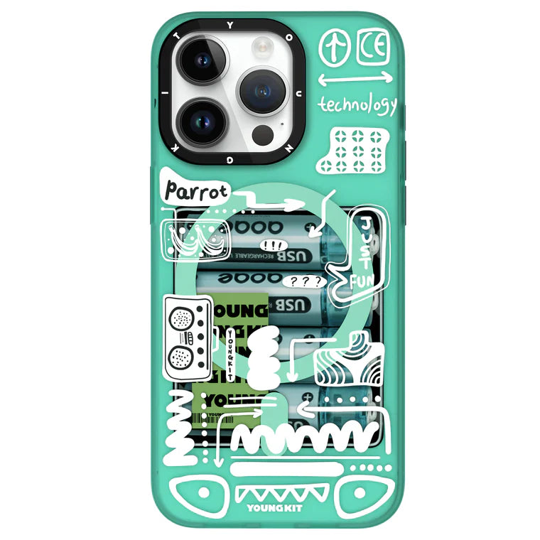 iPhone 15 Pro Max Hülle YOUNGKIT Dark Matter 'Time to Recharge' MagSafe / Turquoise