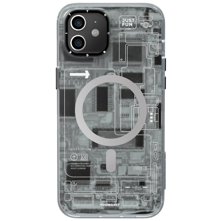iPhone 15 Pro Max Hülle YOUNGKIT Cyberpunk Futuristic Circuit Magsafe / Gray