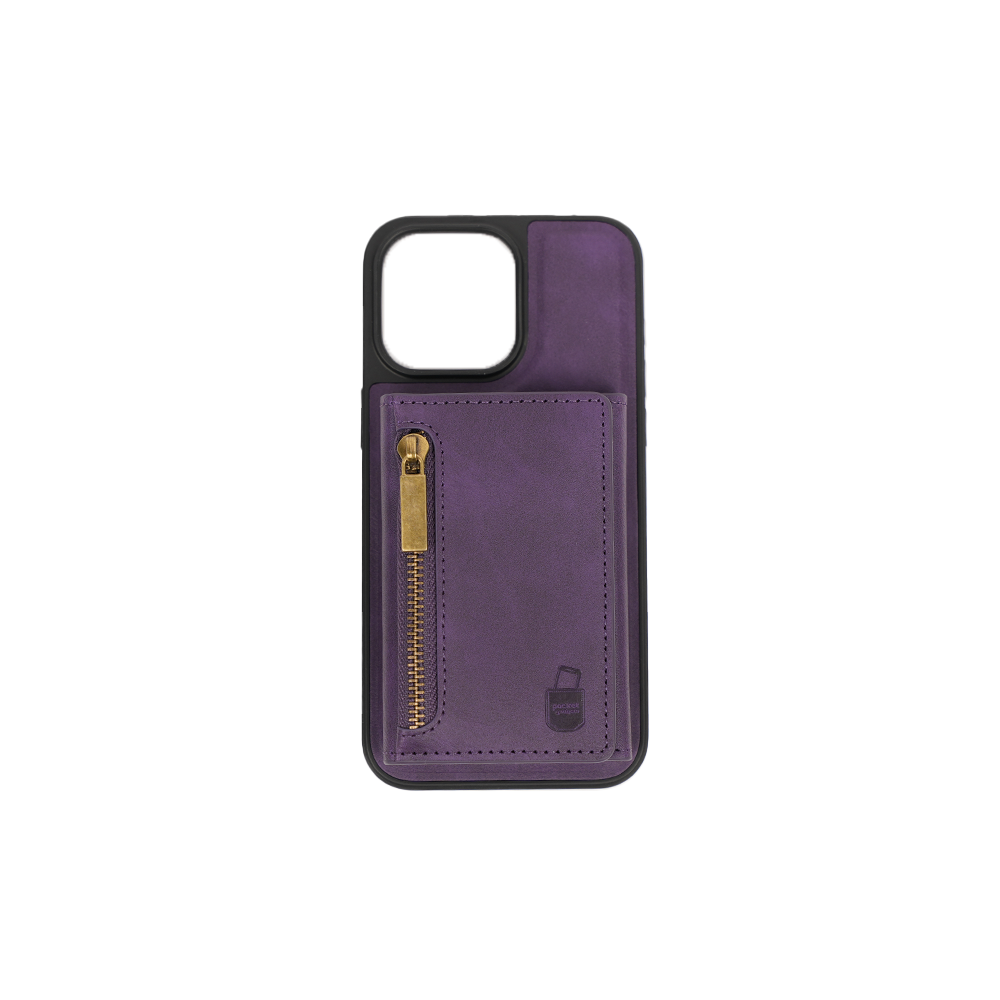 iPhone 14 Pro Max Hülle und Portemonnaie Set Premium Kunstleder MagSafe / Napoli – Purple