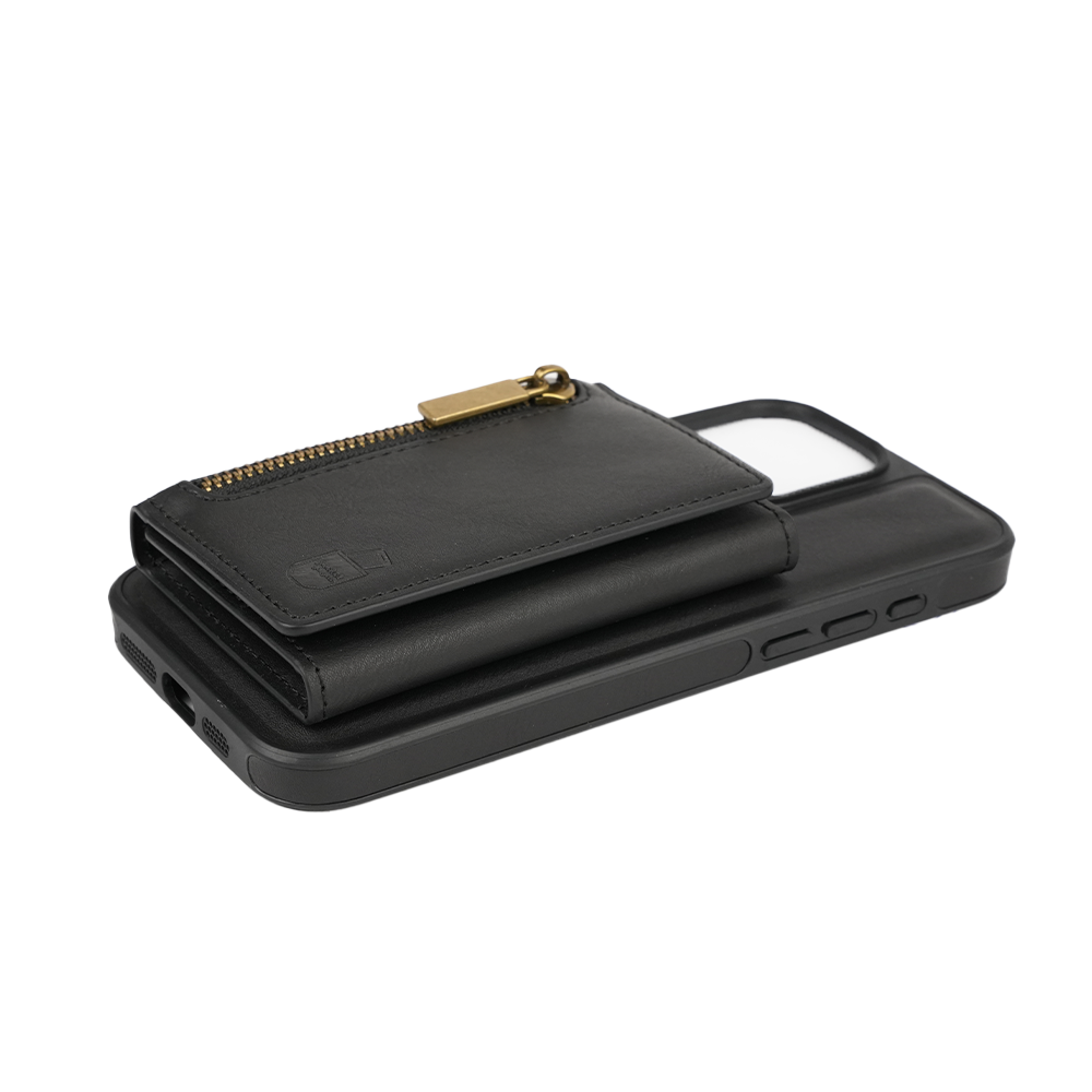 iPhone 14 Pro Hülle und Portemonnaie Set Premium Kunstleder MagSafe / Napoli – Black
