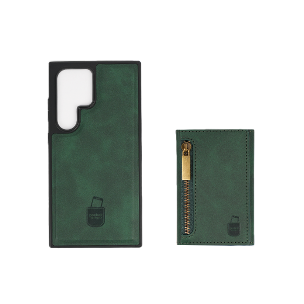 Samsung Galaxy S24 + Hülle und Portemonnaie Set Premium Kunstleder MagSafe / Napoli – Green