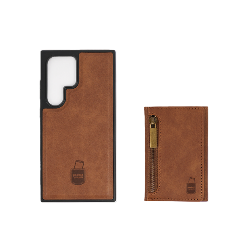 Samsung Galaxy S24 + Hülle und Portemonnaie Set Premium Kunstleder MagSafe / Napoli – Ocher