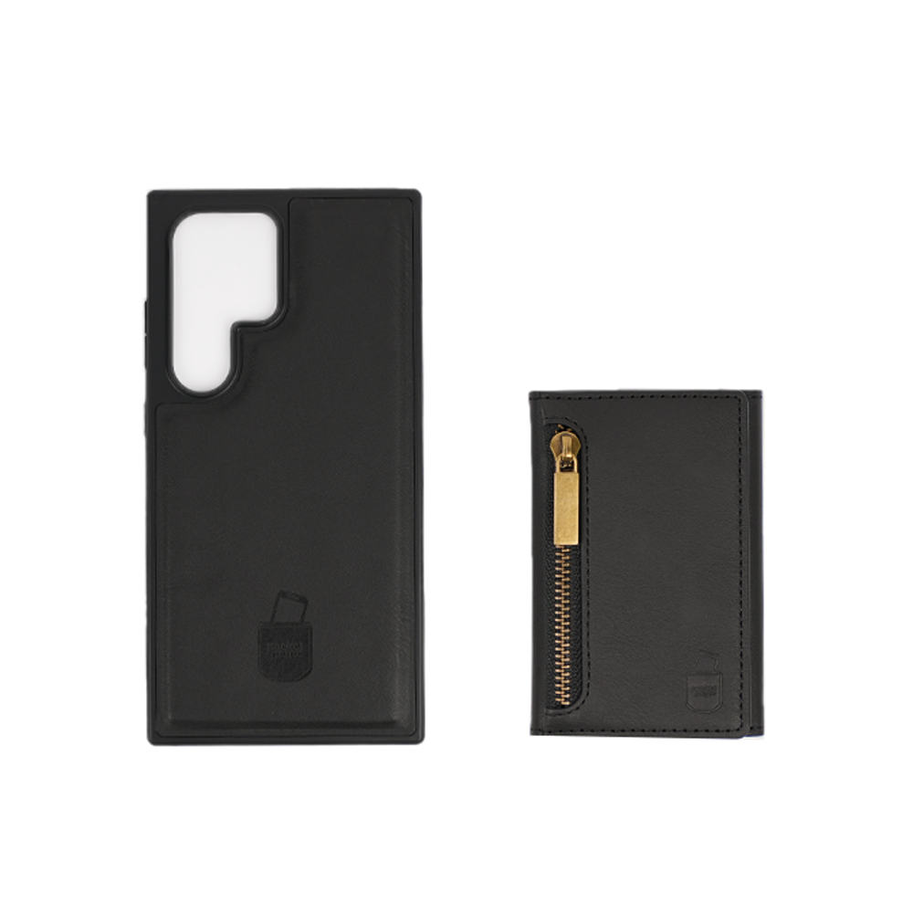 Samsung Galaxy S22 + Hülle und Portemonnaie Set Premium Kunstleder MagSafe / Napoli – Black