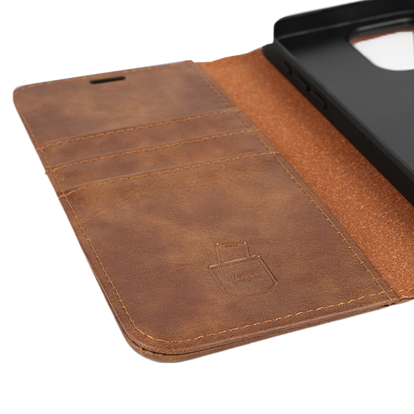 iPhone 15 Pro Max Etui Hülle Flip Cover Premium Kunstleder Magnetisch Kartenhalter / Milano – Brown iPhone