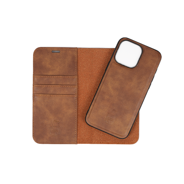 iPhone 15 Pro Max Etui Hülle Flip Cover Premium Kunstleder Magnetisch Kartenhalter / Milano – Brown iPhone