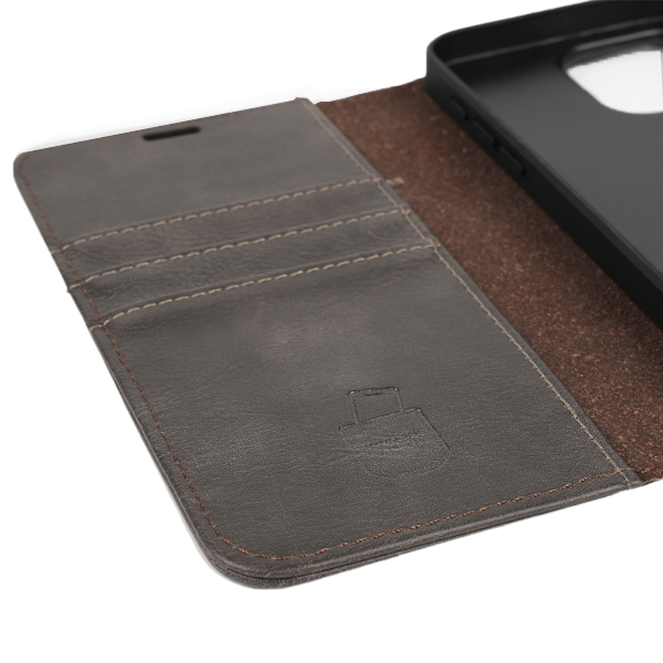 iPhone 12 Etui Hülle Flip Cover Premium Kunstleder Magnetisch Kartenhalter / Milano – Gray iPhone