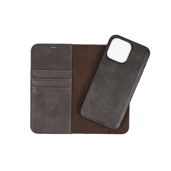 iPhone 12 Etui Hülle Flip Cover Premium Kunstleder Magnetisch Kartenhalter / Milano – Gray iPhone