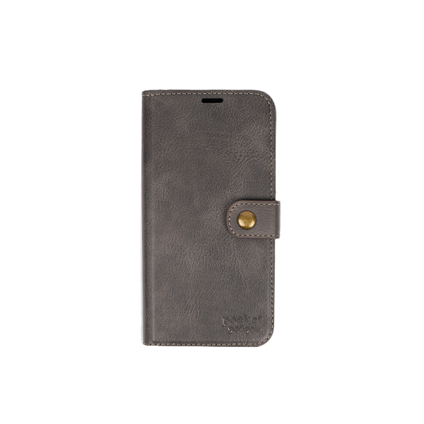 iPhone 12 Etui Hülle Flip Cover Premium Kunstleder Magnetisch Kartenhalter / Milano – Gray iPhone