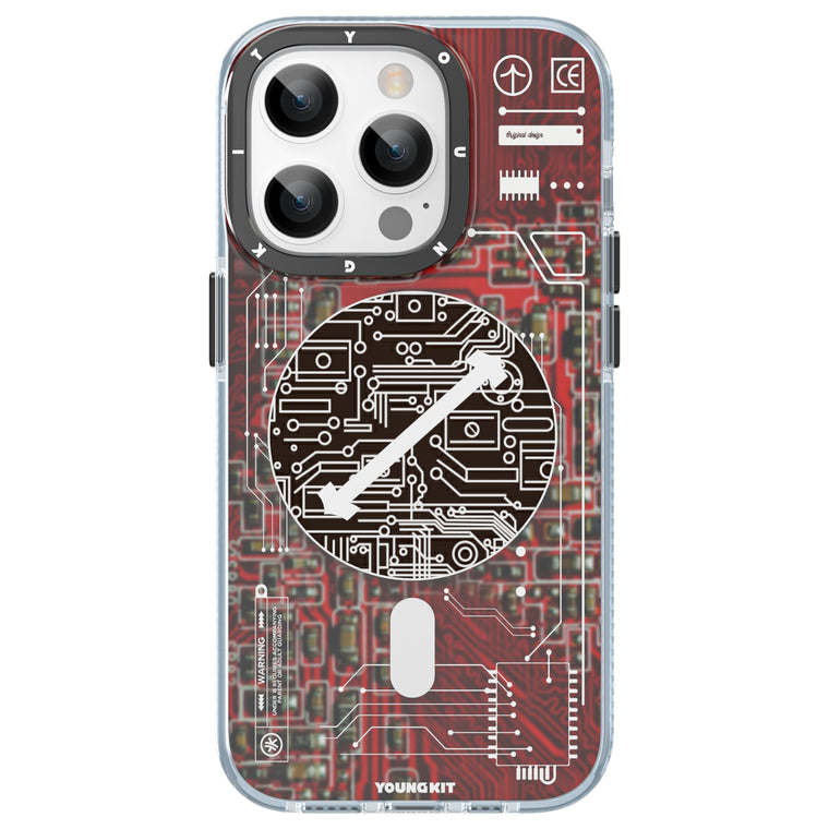 iPhone 15 Pro Max Hülle YOUNGKIT Cyberpunk Futuristic Circuit Magsafe / Red
