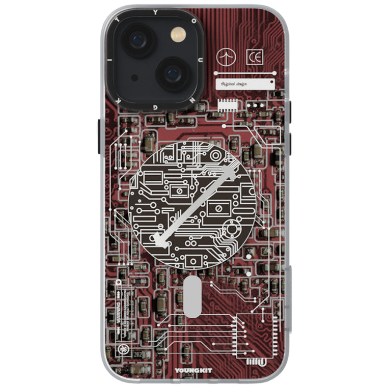 iPhone 15 Pro Max Hülle YOUNGKIT Cyberpunk Futuristic Circuit Magsafe / Red