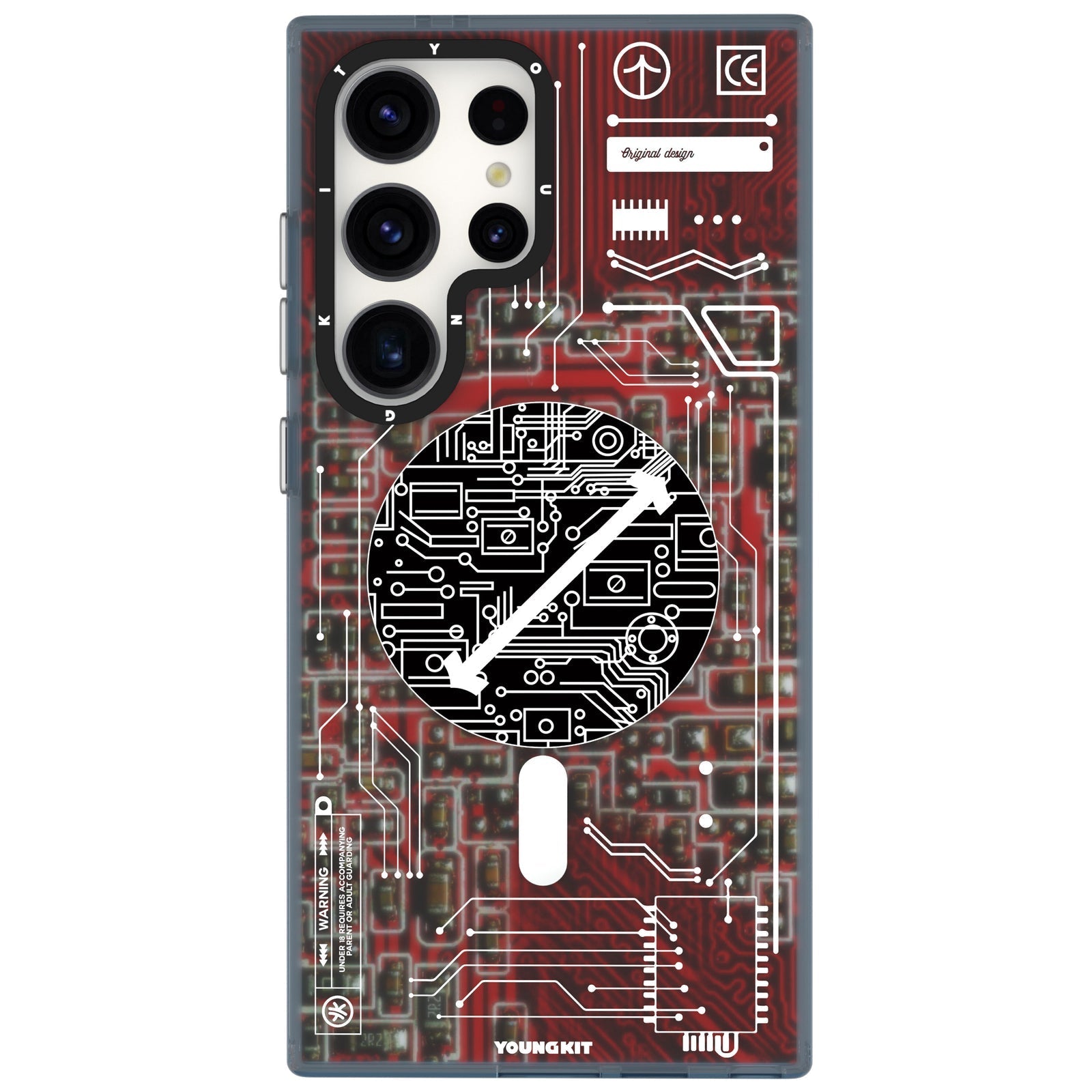 Samsung Galaxy S23 + Hülle YOUNGKIT Futuristic Circuit Magsafe Cyberpunk Designer Brand - Red