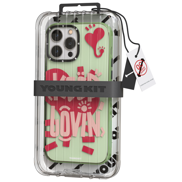 iPhone 15 Pro Max Case YOUNGKIT Happy Mood Luxury Designer Brand Shockproof Yellow Keep Lovin