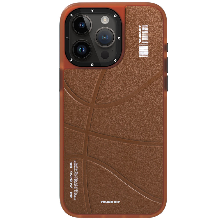 iPhone 15 Pro Max Hülle YOUNGKIT Basketball Case Backboard Leather MagSafe / Brown