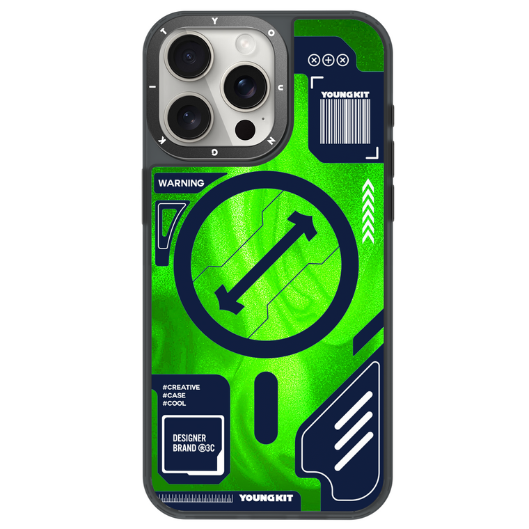 iPhone 14 Pro Hülle YOUNGKIT Cyberpunk Fluorescence Luminous Quicksand / Green