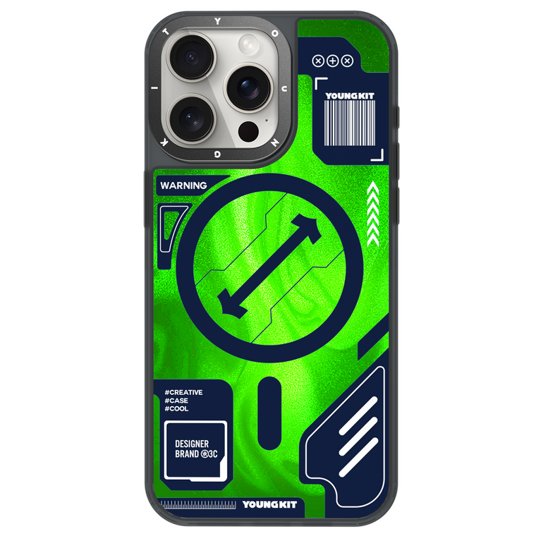 iPhone 14 Pro Max Hülle YOUNGKIT Cyberpunk Fluorescence Luminous Quicksand / Green