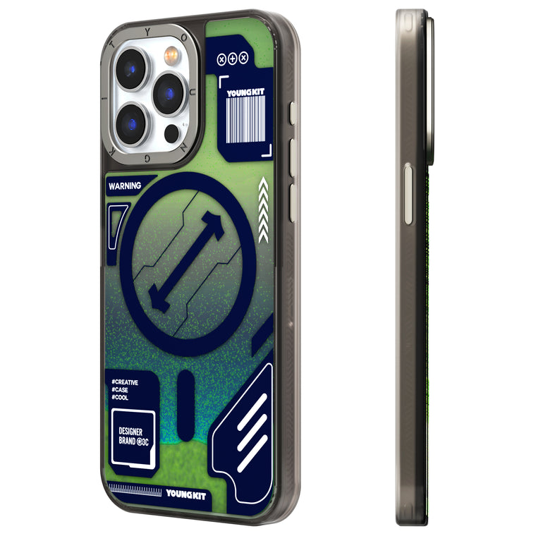 iPhone 14 Pro Max Hülle YOUNGKIT Cyberpunk Fluorescence Luminous Quicksand / Green