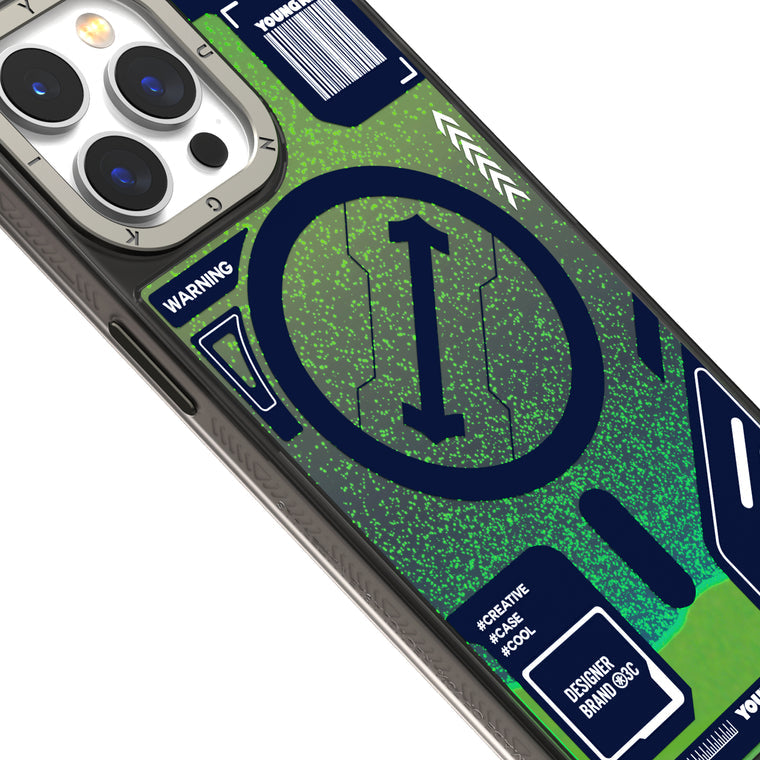 iPhone 14 Pro Max Hülle YOUNGKIT Cyberpunk Fluorescence Luminous Quicksand / Green
