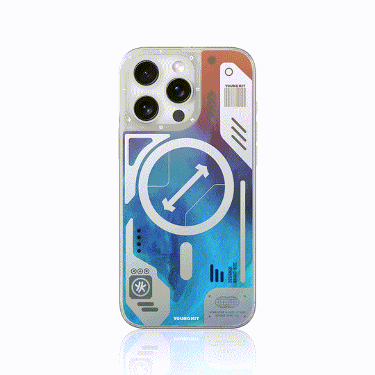 iPhone 14 Pro Hülle YOUNGKIT Cyberpunk Fluorescence Luminous Quicksand / Blue