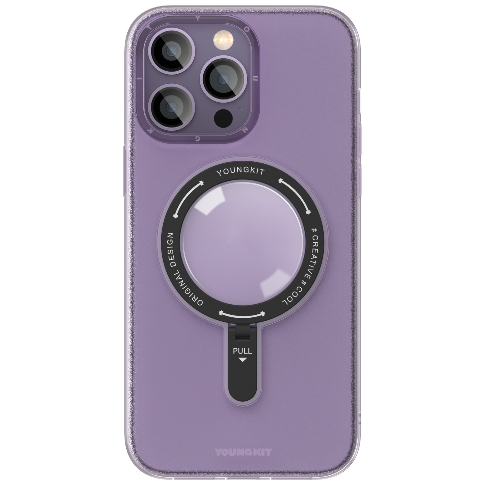 iPhone 13 Pro Max Hülle YOUNGKIT Rock Frosted Multifunctional Stand MagSafe / Purple
