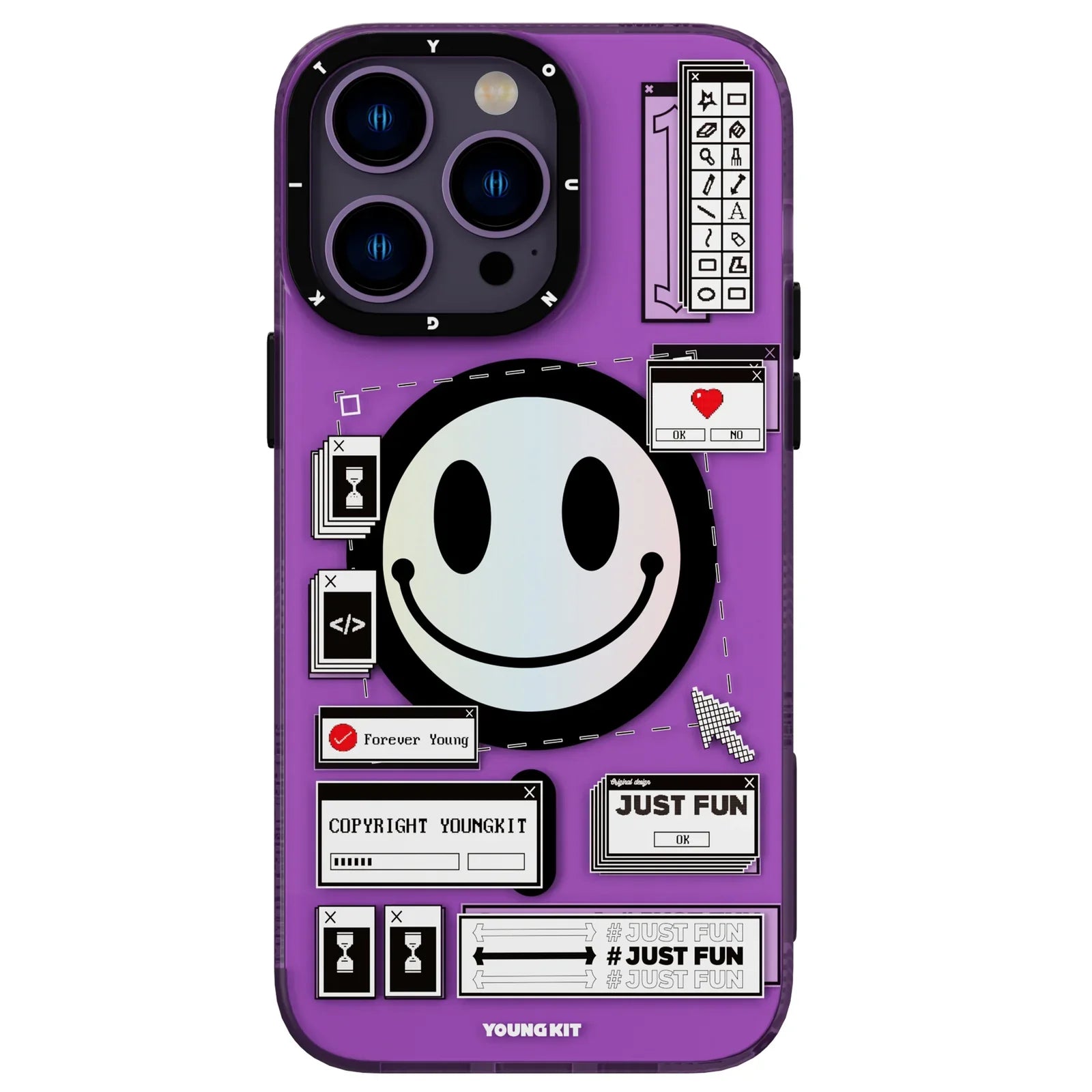iPhone 14 Pro Hülle YOUNGKIT AI-Inspired Source Code Magsafe / Purple