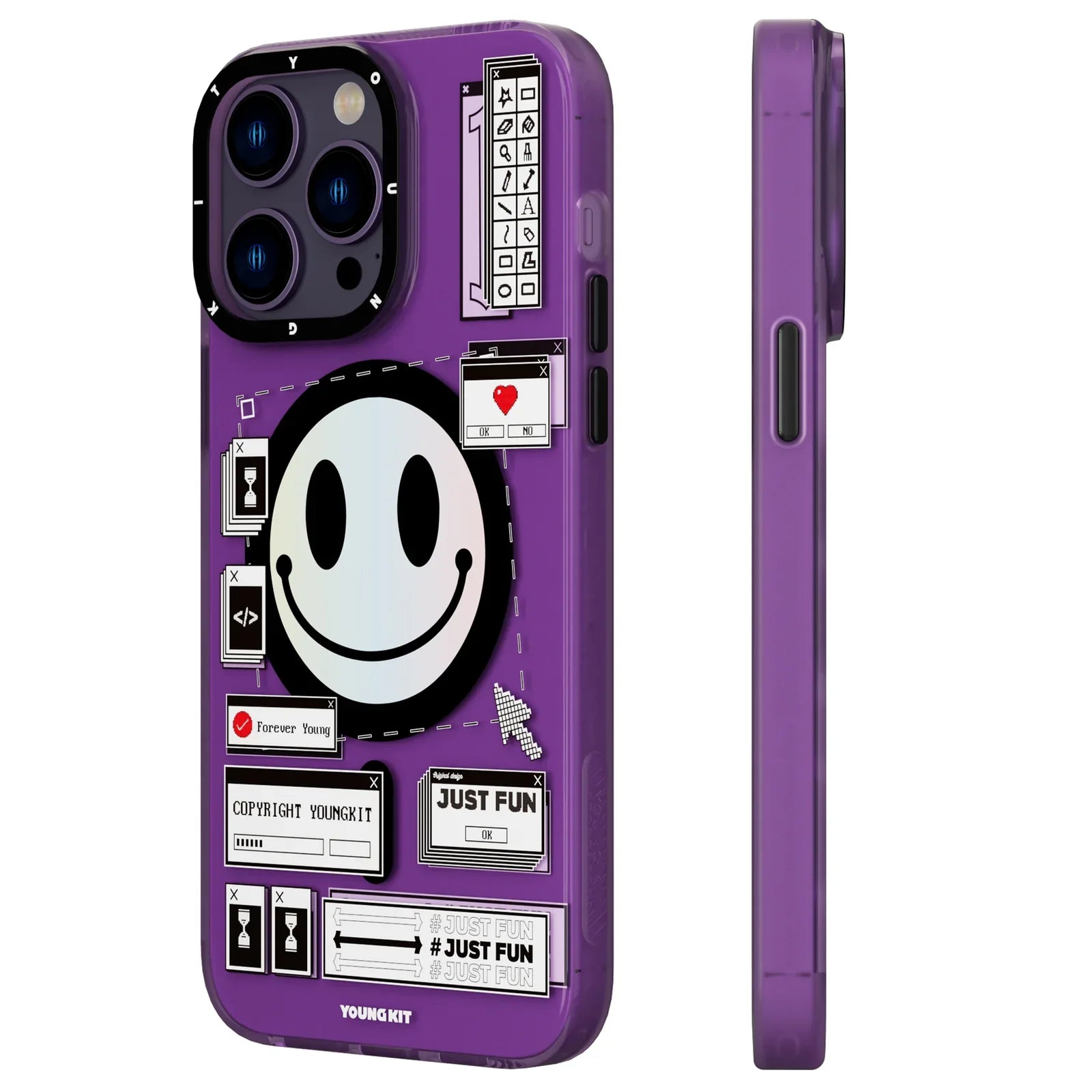 iPhone 14 Pro Hülle YOUNGKIT AI-Inspired Source Code Magsafe / Purple