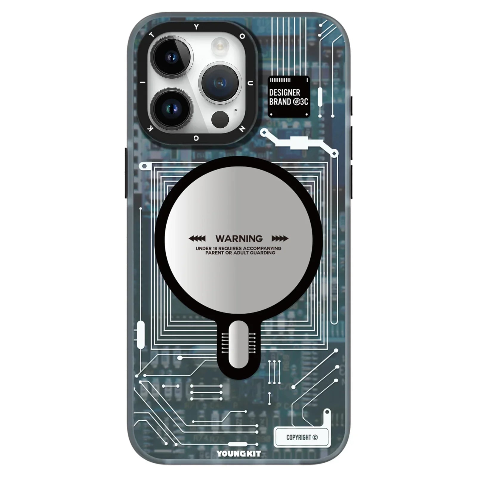 iPhone 15 Hülle YOUNGKIT Cyberpunk Futuristic Circuit Magsafe / Blue
