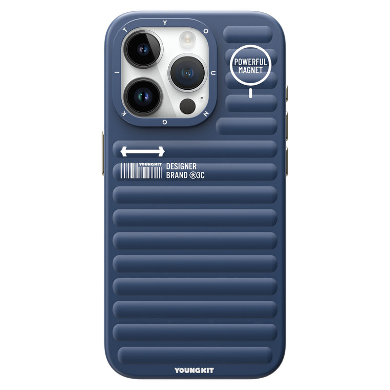 iPhone 13 Pro Hülle YOUNGKIT Plain Luggage MagSafe Luxury Designer Brand - Blue