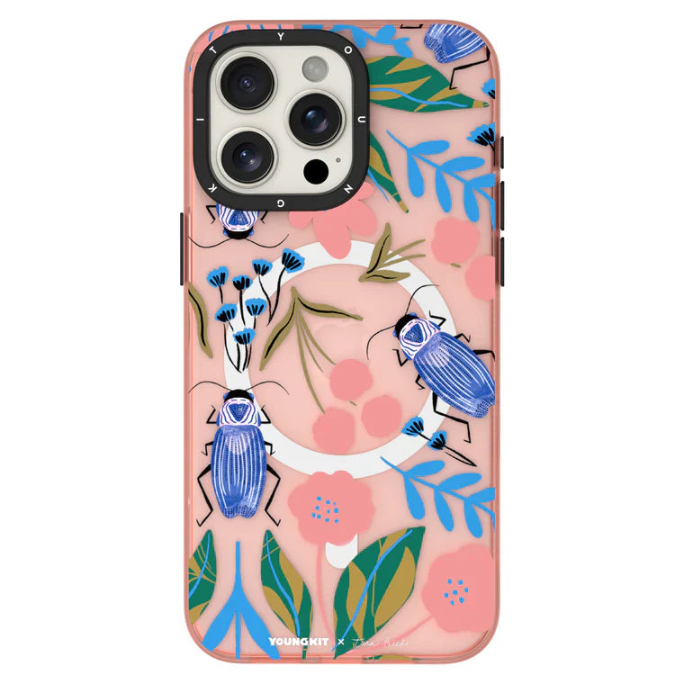 iPhone 15 Pro Hülle YOUNGKIT X @Tara Reed Vibrant Flora And Fauna MagSafe / Pink
