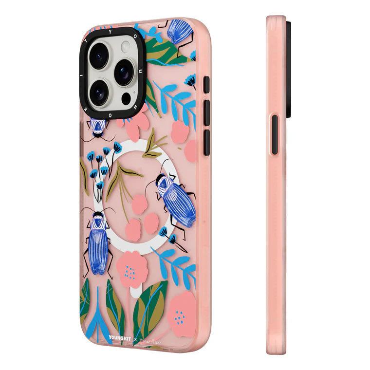 iPhone 15 Pro Hülle YOUNGKIT X @Tara Reed Vibrant Flora And Fauna MagSafe / Pink
