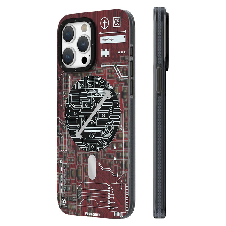 iPhone 15 Hülle YOUNGKIT Cyberpunk Futuristic Circuit Magsafe / Red