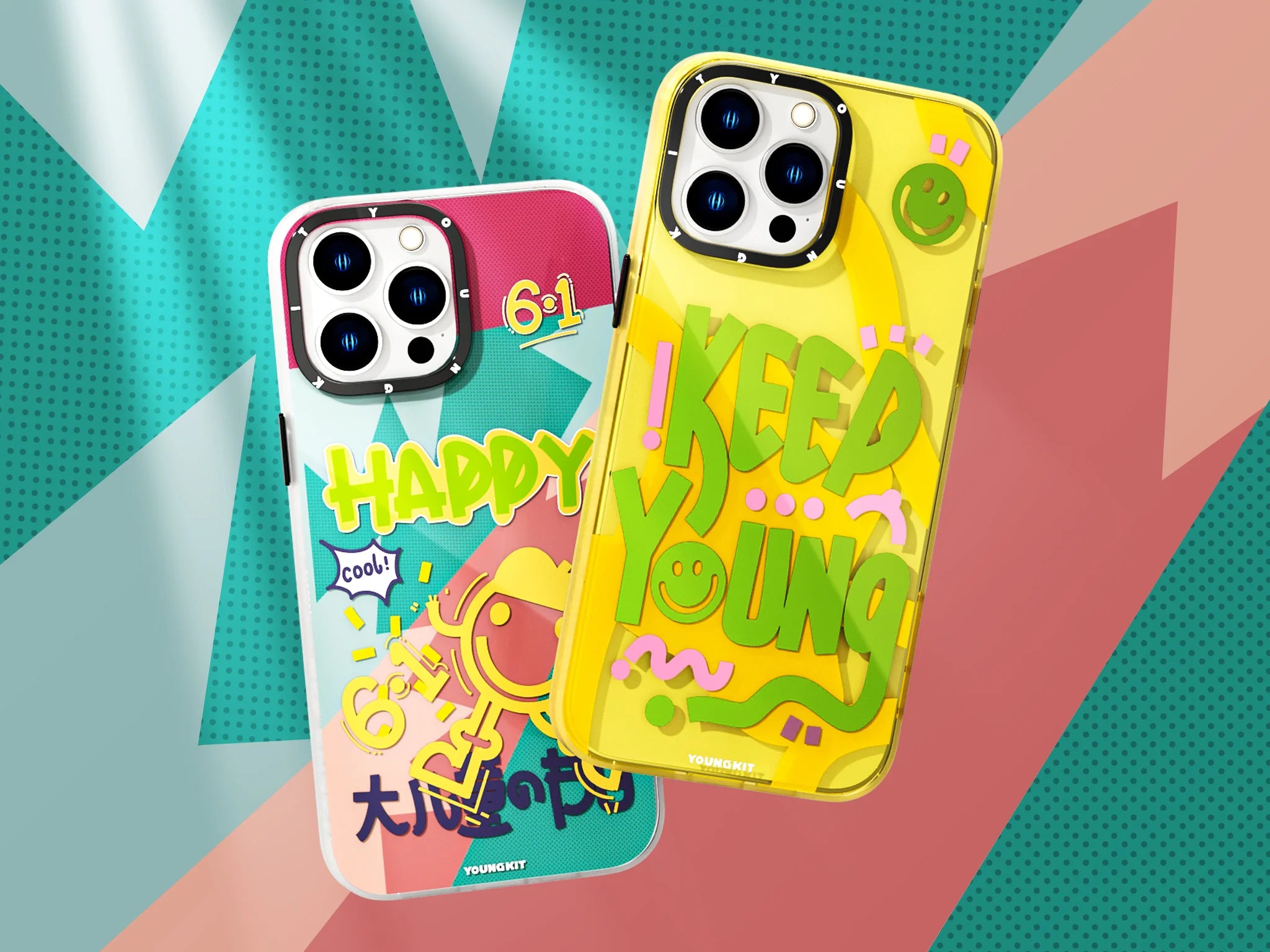 iPhone 13 Pro Hülle YOUNGKIT Childlike Style Shockproof Case / White