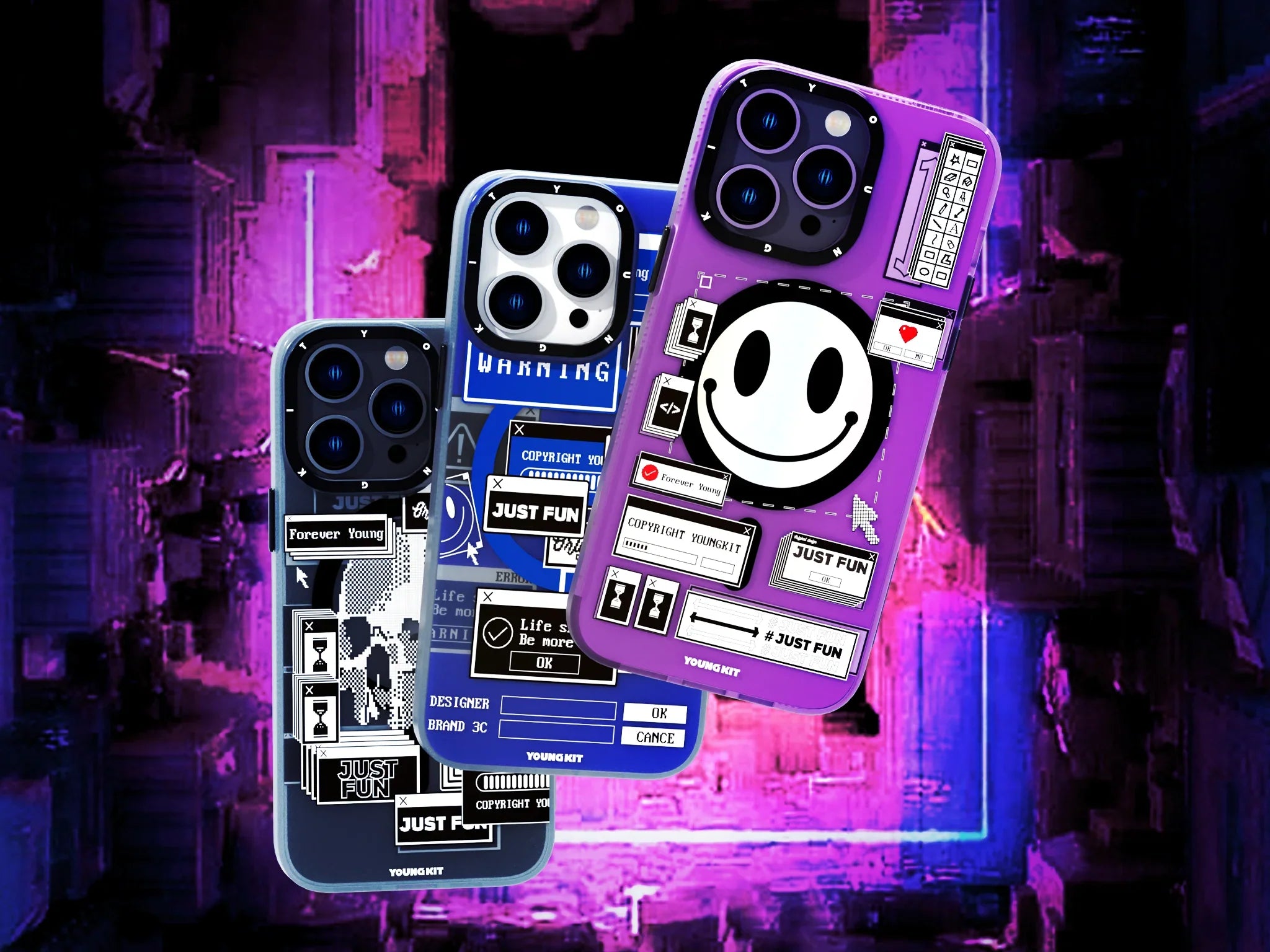 iPhone 13 Pro Hülle YOUNGKIT AI-Inspired Source Code Magsafe / Purple