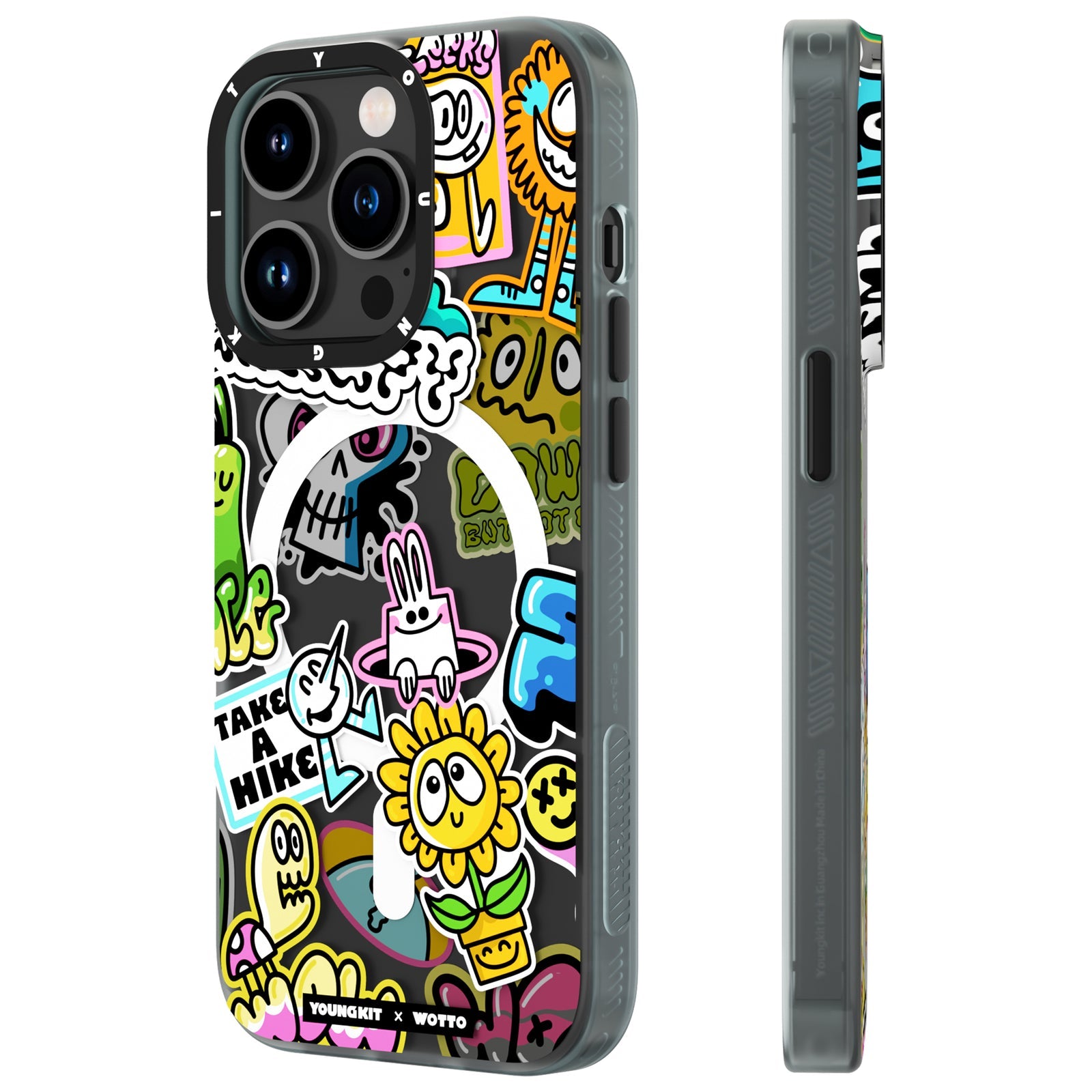 iPhone 14 Pro Hülle YOUNGKIT X WOTTO Street Graffiti Magsafe / Gray
