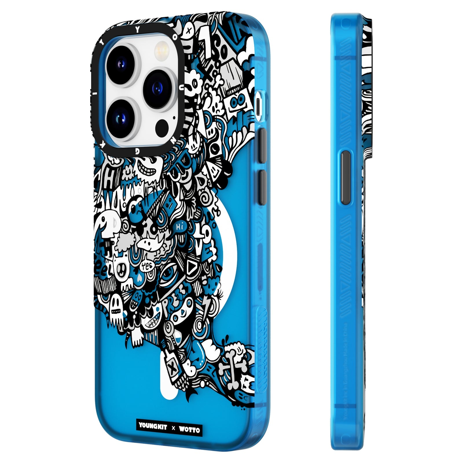 iPhone 13 Pro Max Hülle YOUNGKIT X WOTTO Street Graffiti Magsafe / Blue