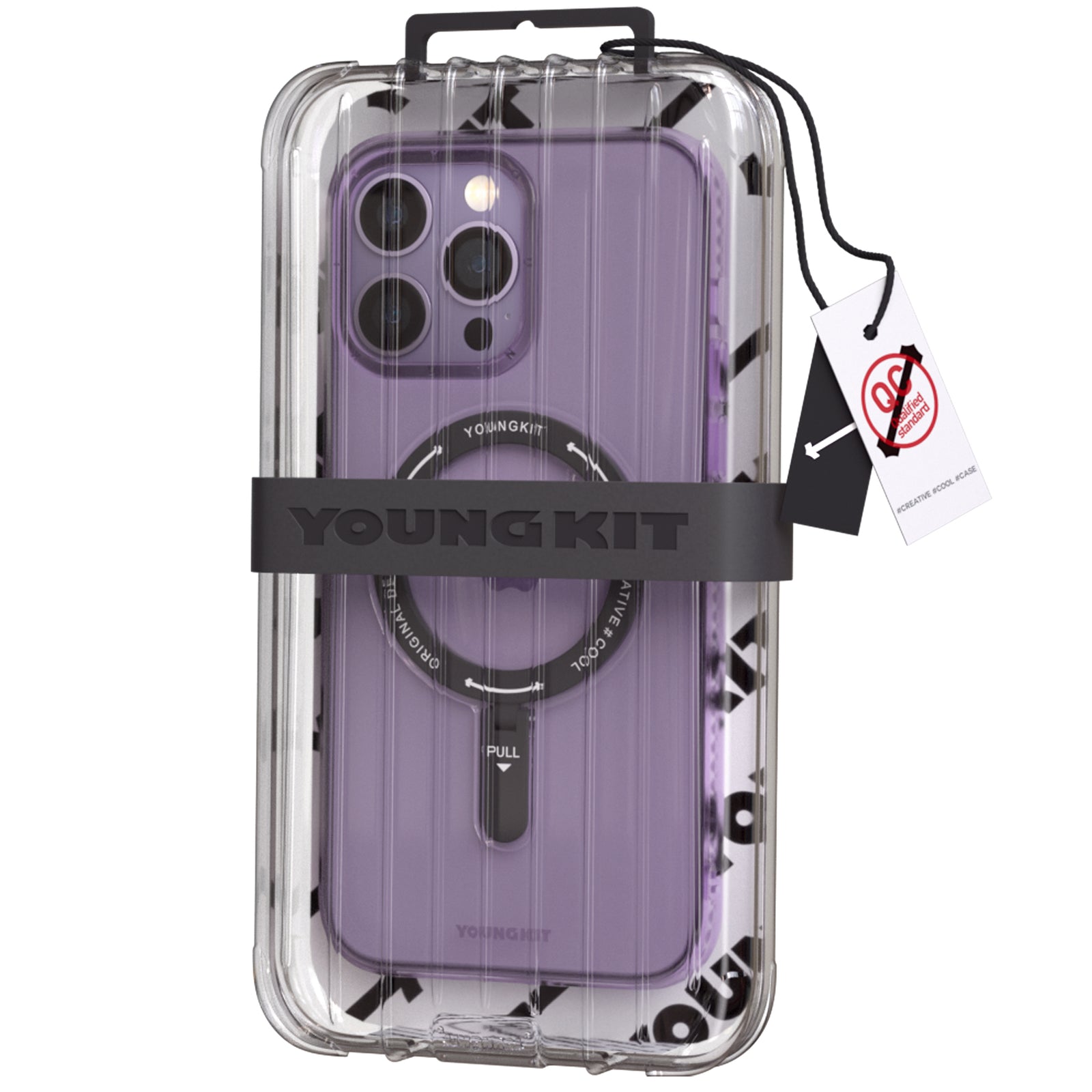 iPhone 14 Hülle YOUNGKIT Rock Frosted Multifunctional Stand MagSafe / Purple