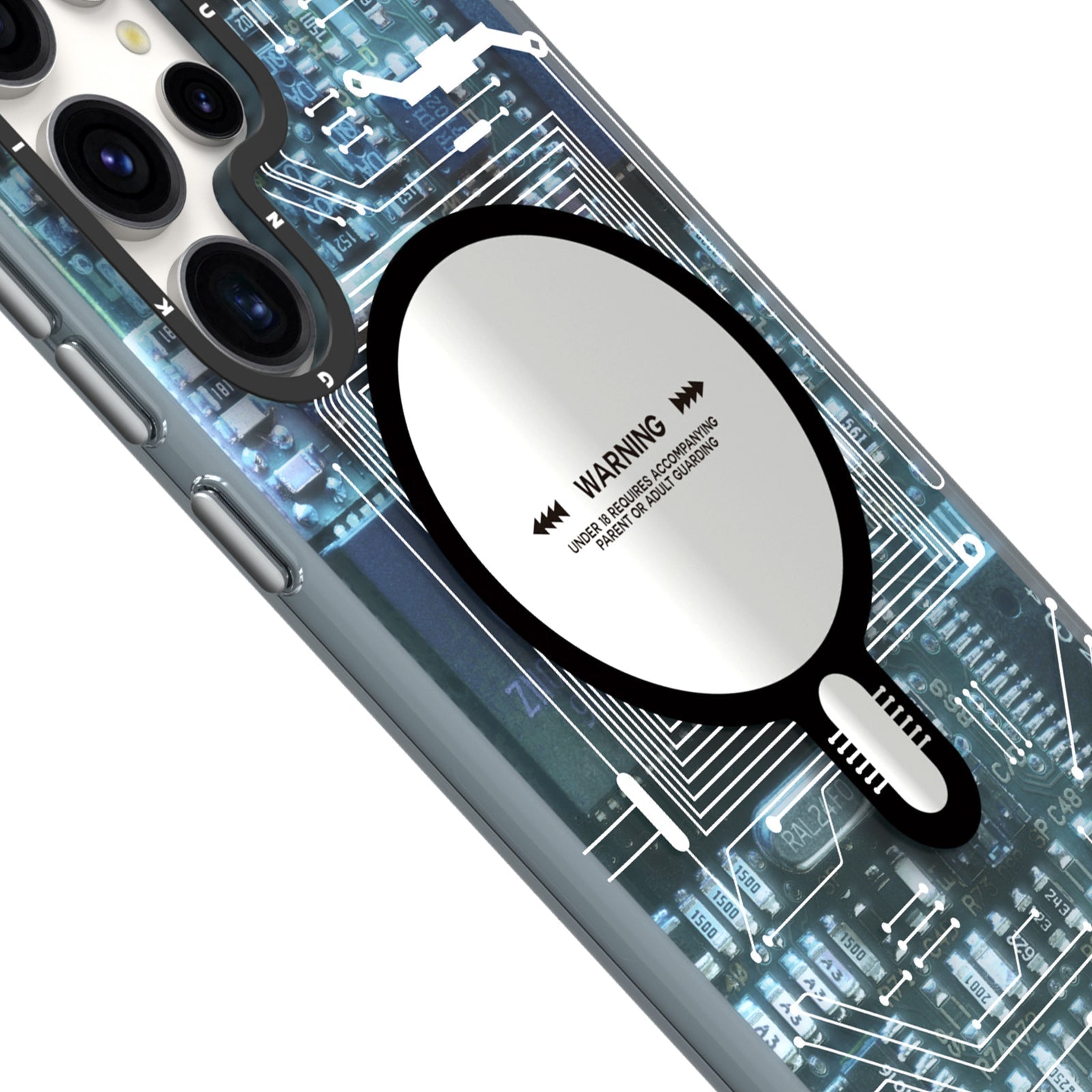 Samsung Galaxy S24 Ultra Hülle YOUNGKIT Futuristic Circuit Magsafe Cyberpunk Designer Brand - Blue