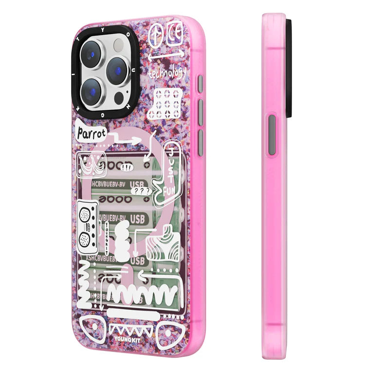 iPhone 15 Pro Max Hülle YOUNGKIT Dark Matter 'Time to Recharge' MagSafe / Pink