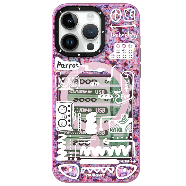 iPhone 15 Pro Max Hülle YOUNGKIT Dark Matter 'Time to Recharge' MagSafe / Pink