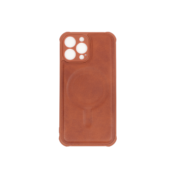 iPhone 15 Plus Hülle PU Leather Shockproof MagSafe Hybrid Case / Bucharest – Brown